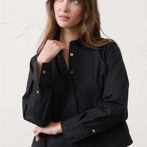 Banana Republic Refined Pleated Shirt Black Size Medium M NWT
